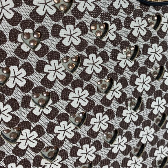 Brangio Italy Embellished Floral Print Handbag Detachable Strap Gold Accents - Picture 8 of 16